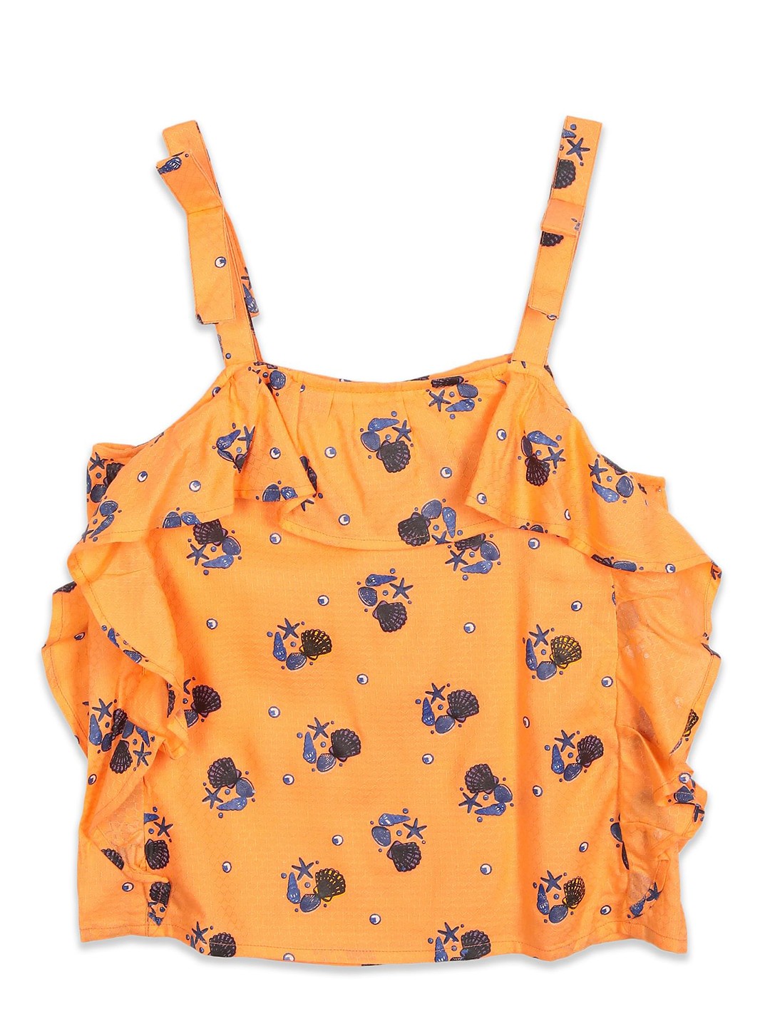 

Cherokee Orange Square Neck Floral Print Top