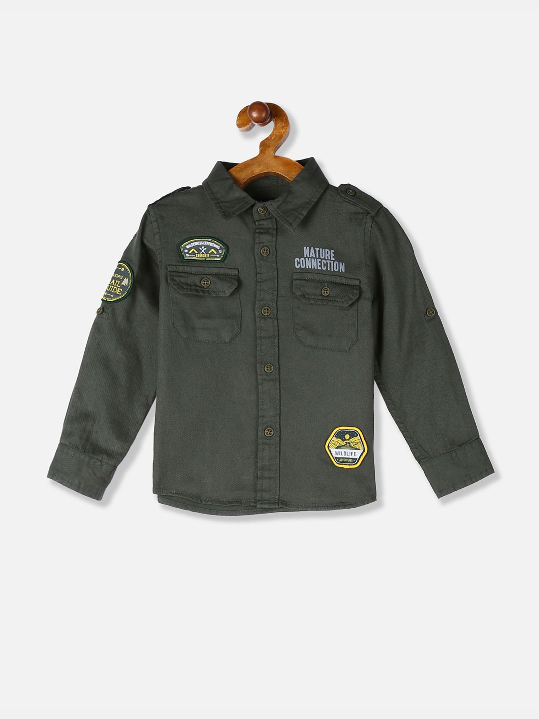 

Cherokee Boys Olive Green Casual Shirt
