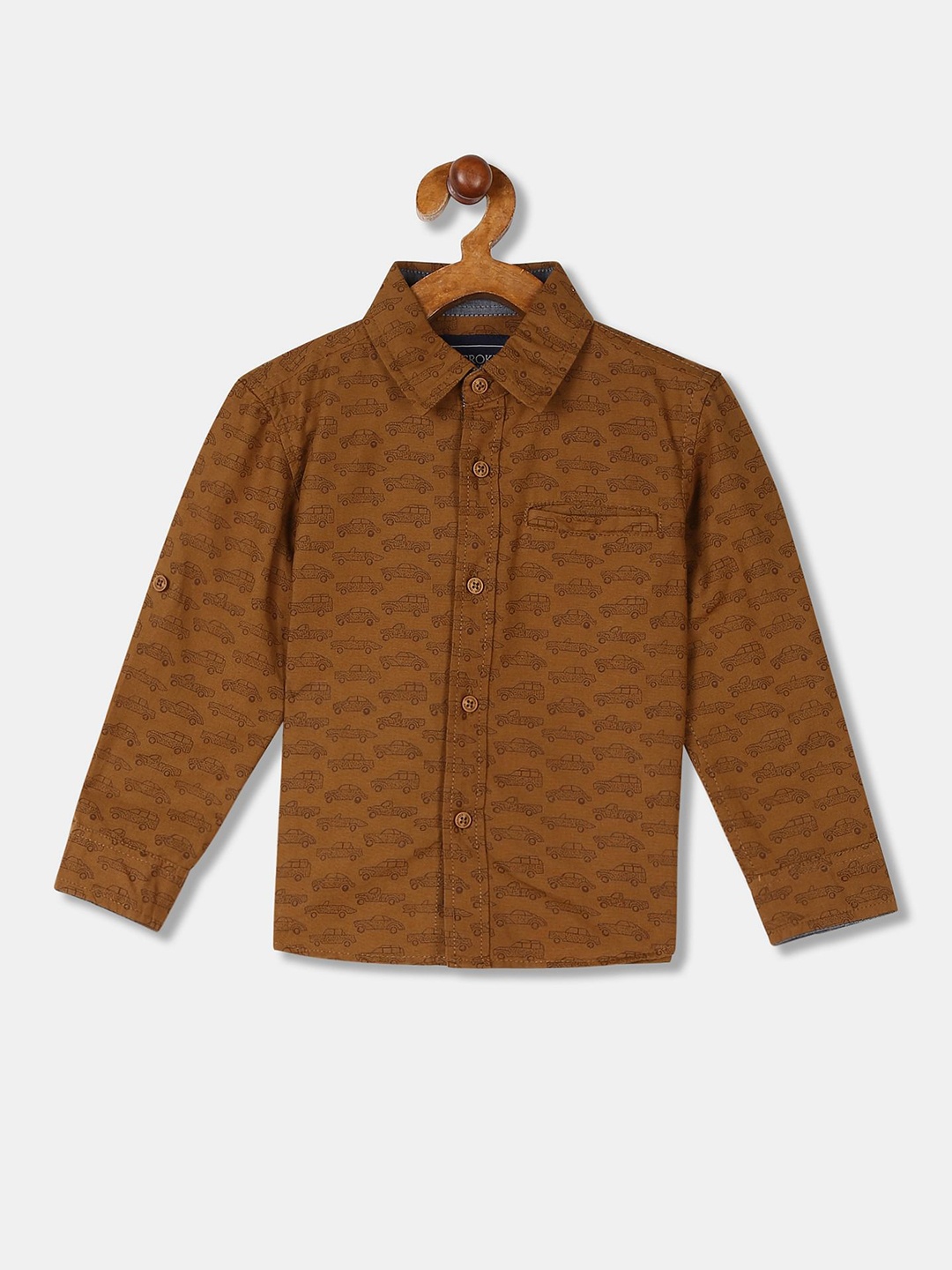 

Cherokee Boys Brown Printed Casual Shirt