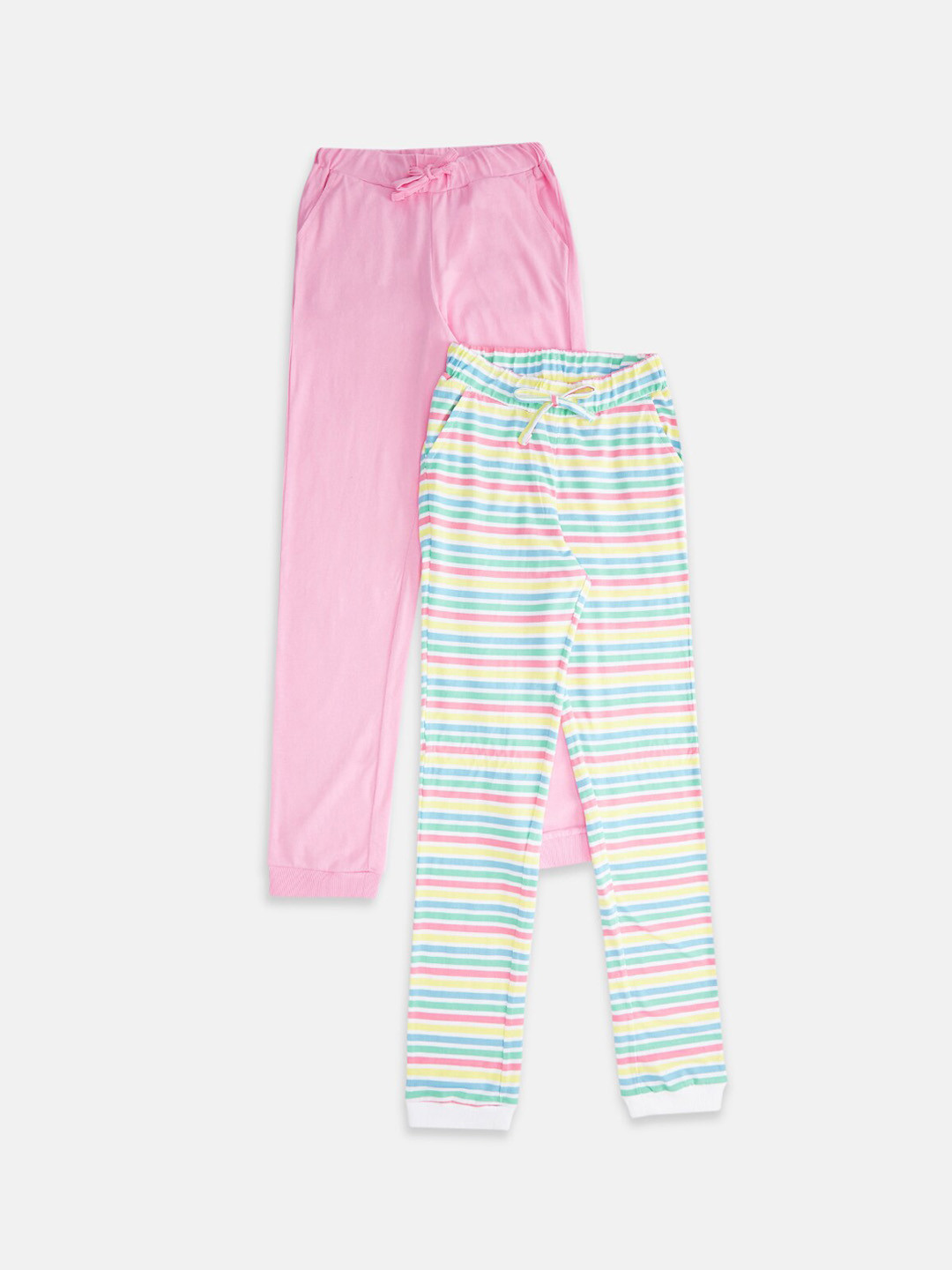 

Pantaloons Junior Girls Pack Of 2 Striped Leggings, Pink