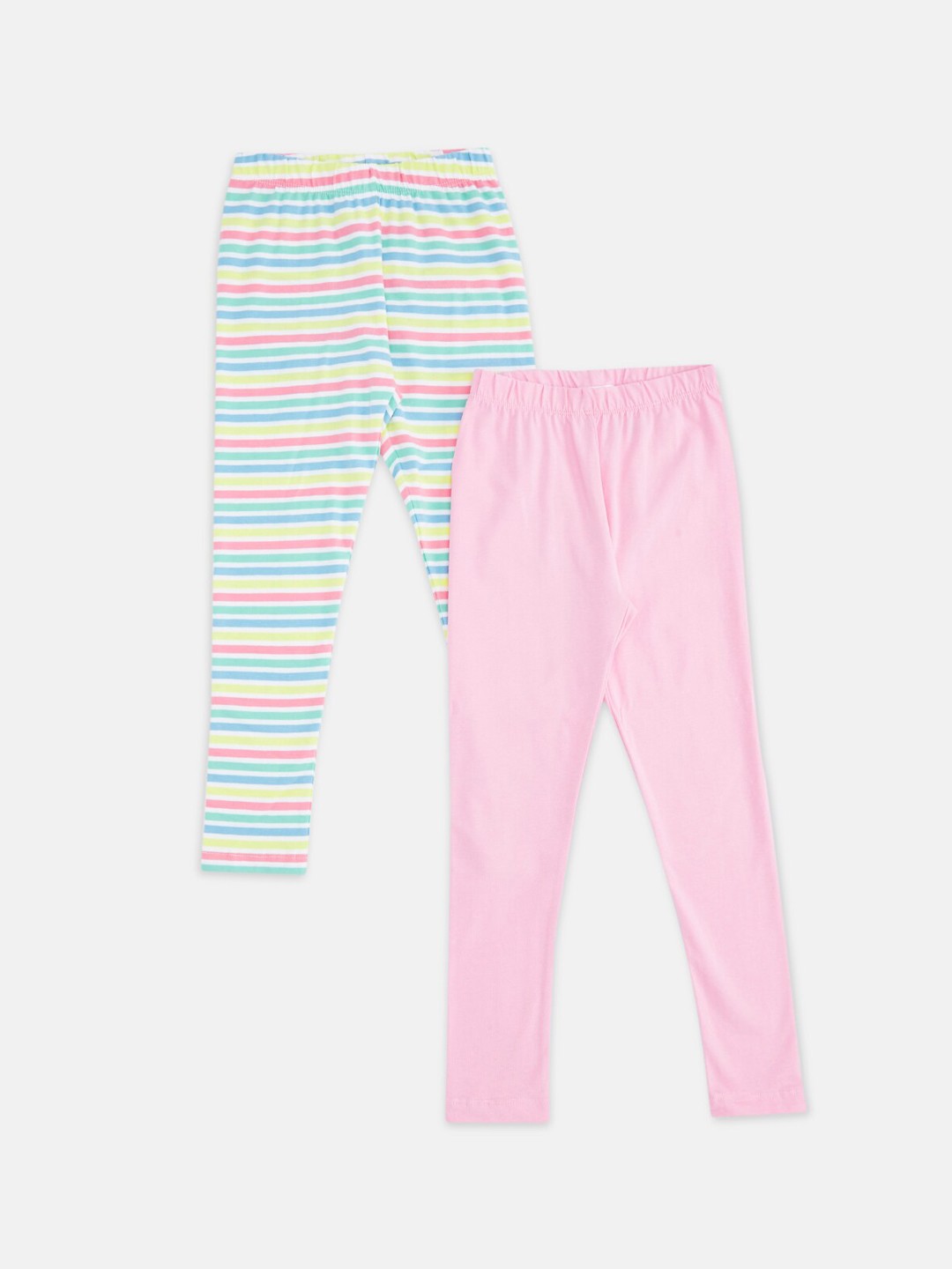 

Pantaloons Junior Girls Pack Of 2 Pink & White Ankle-Length Leggings