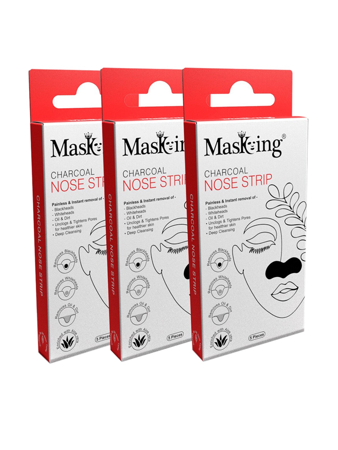 

MasKing Charcoal Nose Stripes For Blackheads Removal, Black