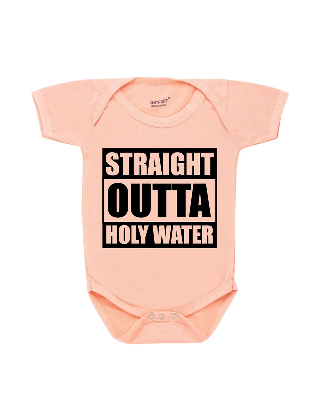 

KNITROOT Unisex Infant Peach & Black Printed Pure Cotton Bodysuit