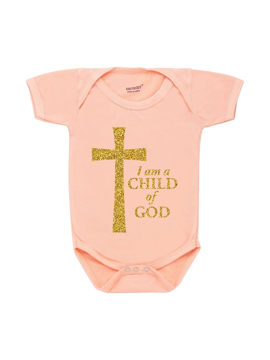 

KNITROOT Infant Kids Peach God Child Printed Romper