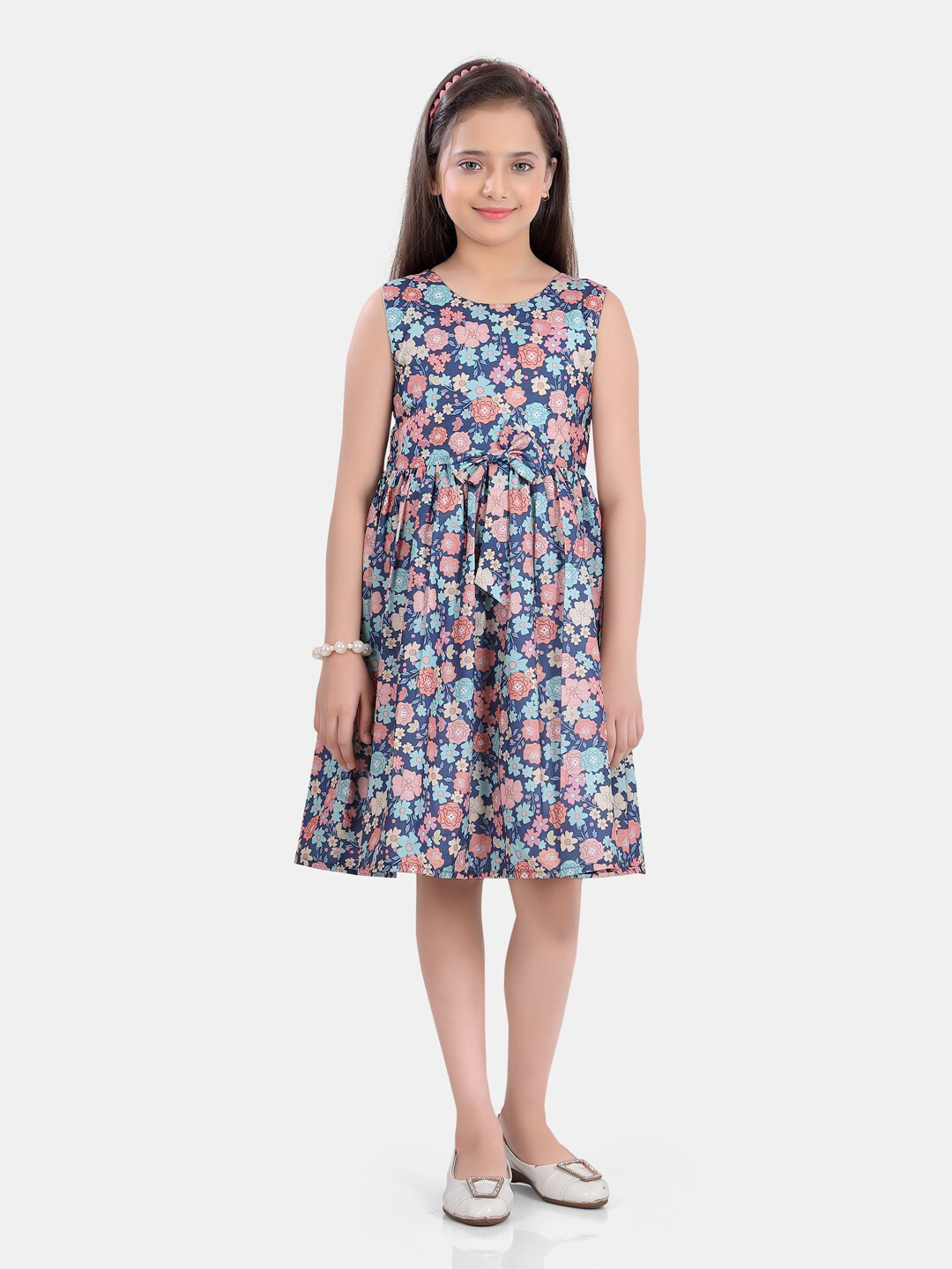

POPLINS Blue & Pink Floral Dress