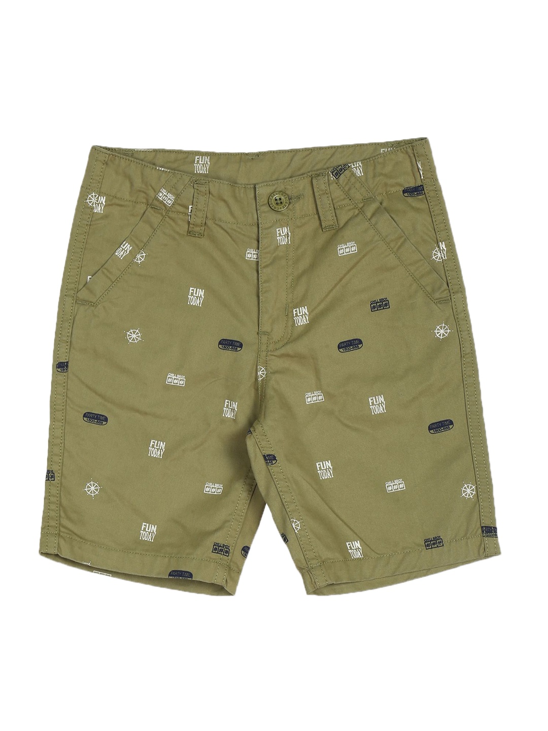 

Cherokee Boys Olive Green Printed Chino Shorts