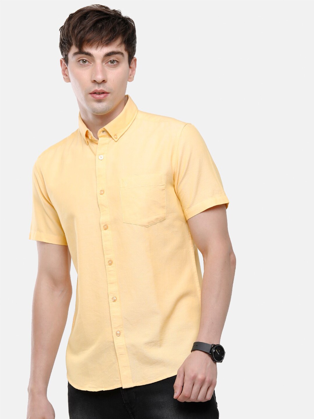 

Classic Polo Men Yellow Slim Fit Pure Cotton Casual Shirt