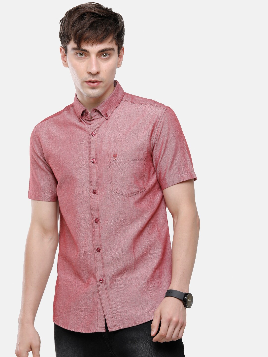 

Classic Polo Men Maroon Slim Fit Pure Cotton Casual Shirt