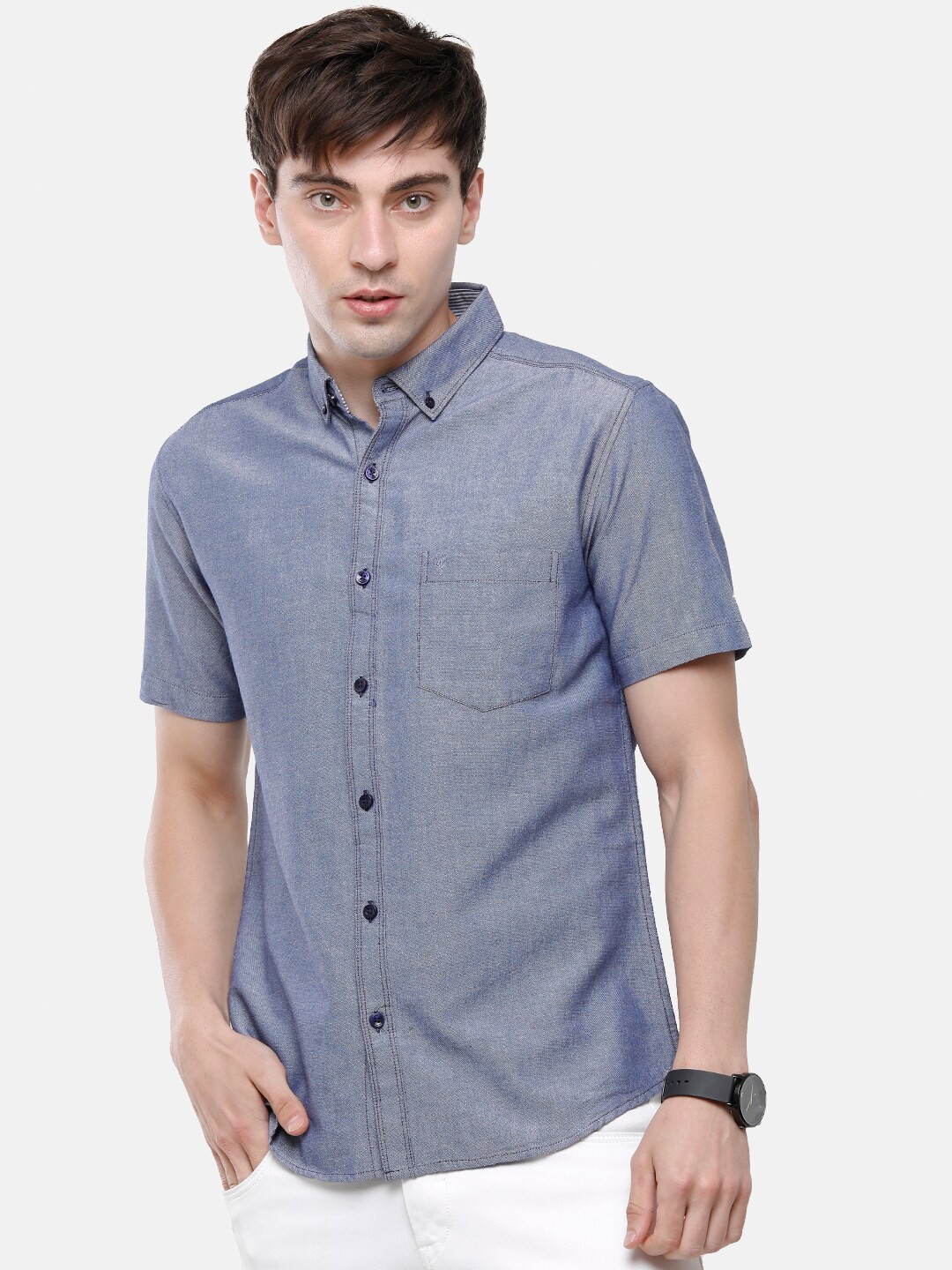

Classic Polo Men Navy Blue Slim Fit Casual Shirt