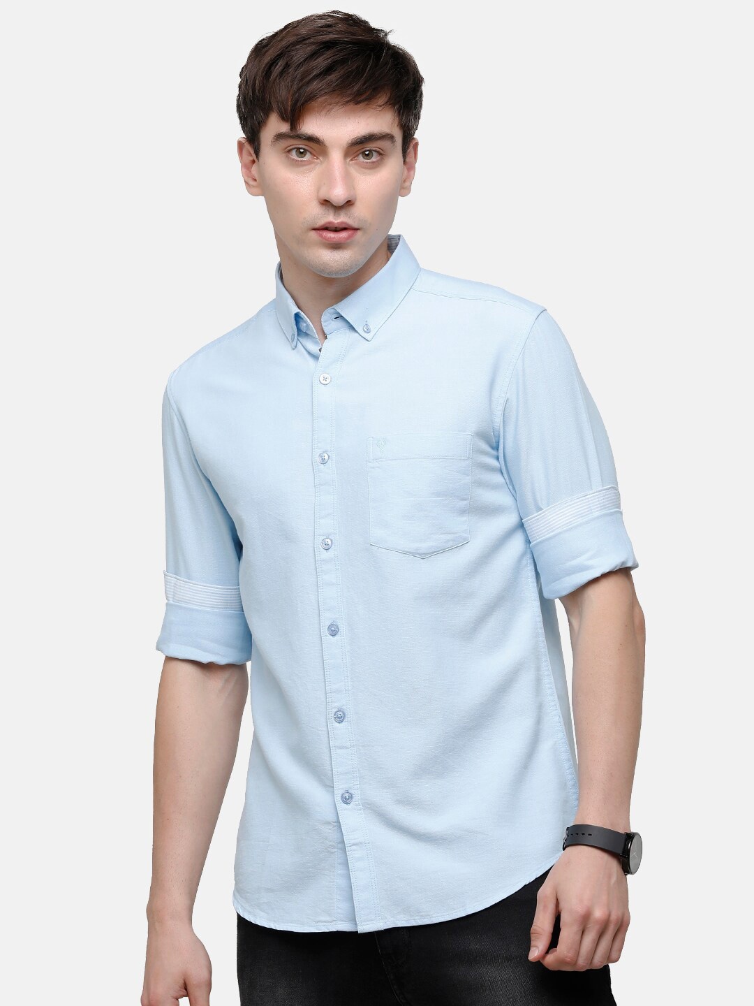 

Classic Polo Men Blue Slim Fit Pure Cotton Casual Shirt