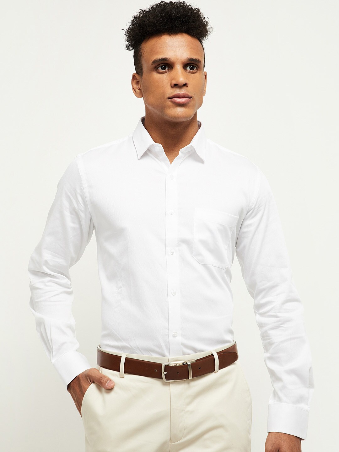 

max Men White Casual Shirt