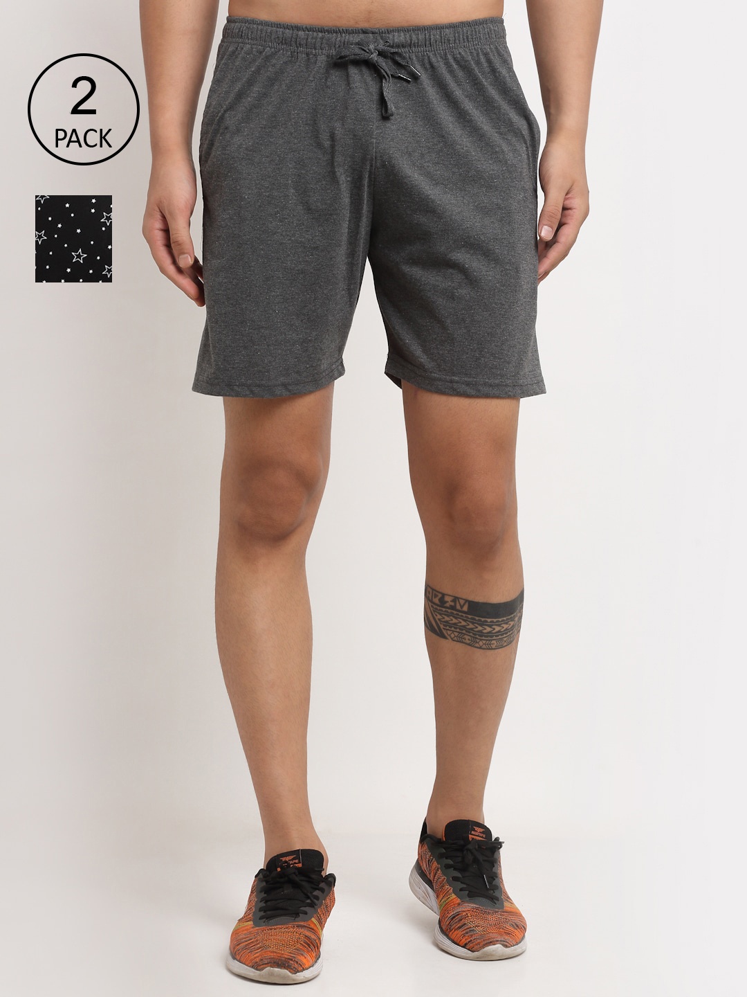 

MACK JONNEY Men Pack Of 2 Grey & Black Printed Shorts