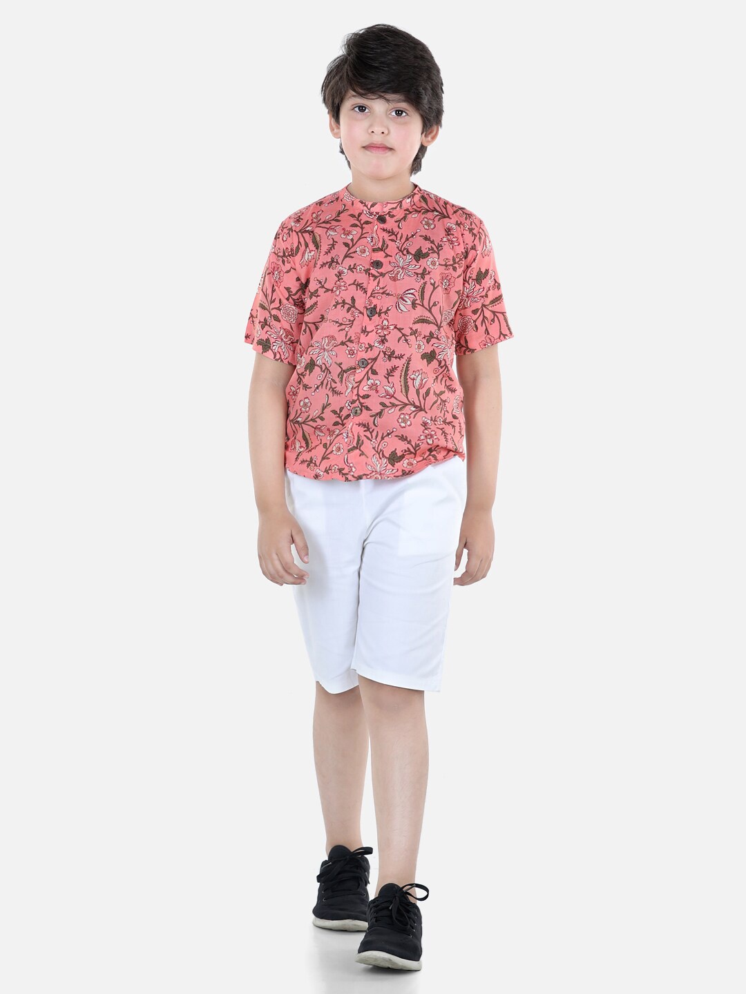 

Cutiekins Boys Rust & White Printed Shirt with Shorts