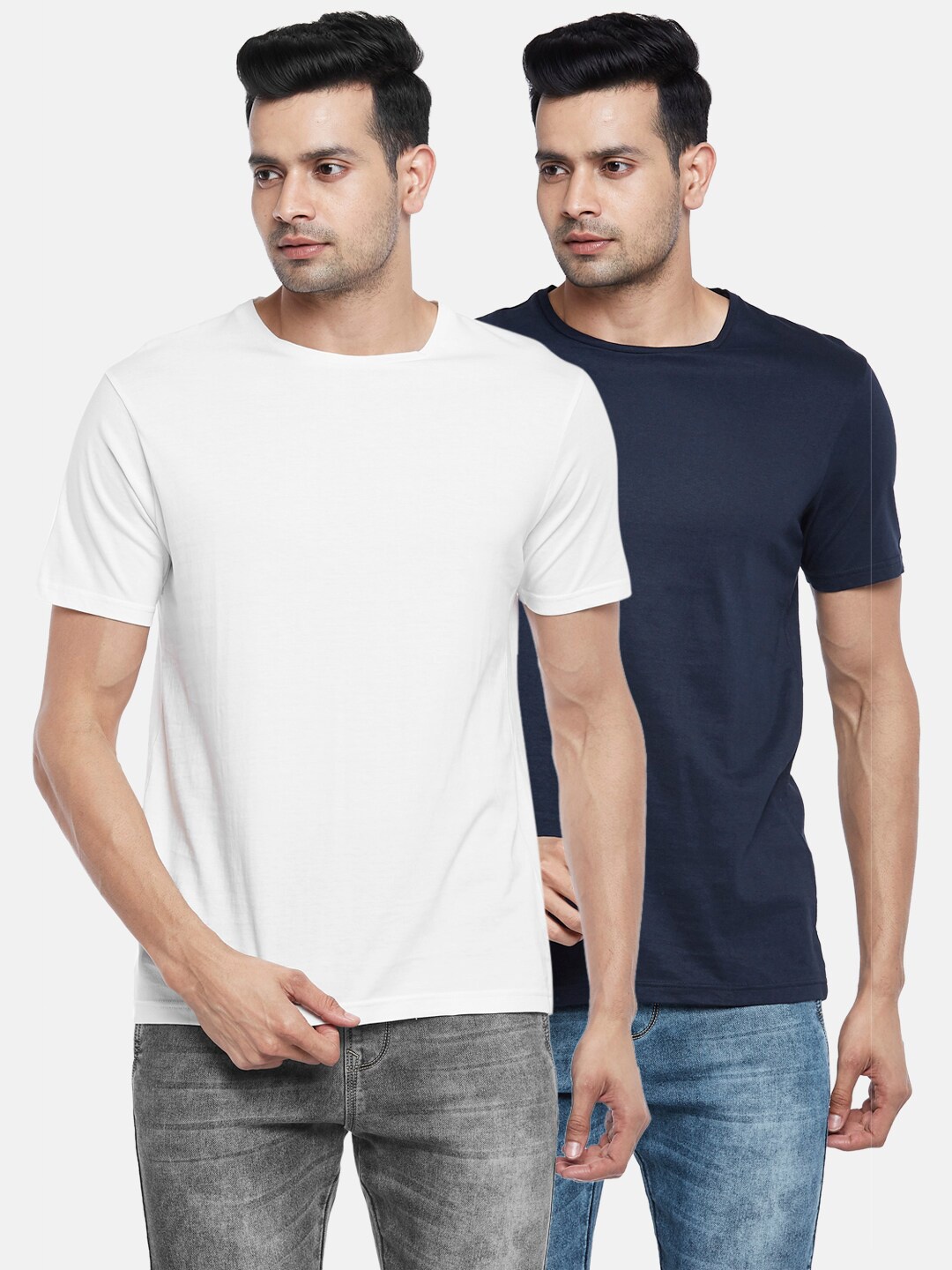 

People Men Pack Of 2 Solid T-shirt, White