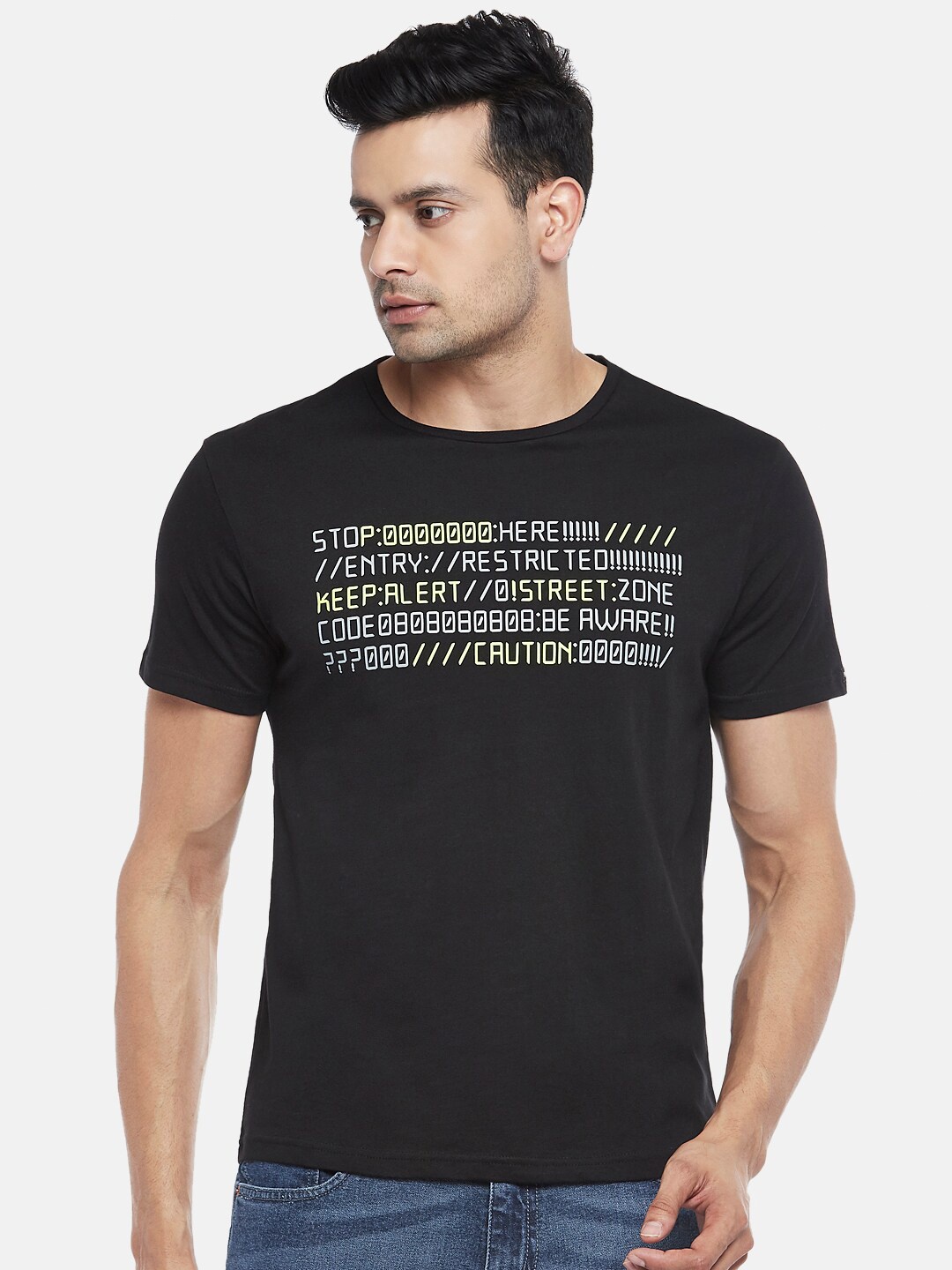 

People Men Black Typography Printed T-shirt