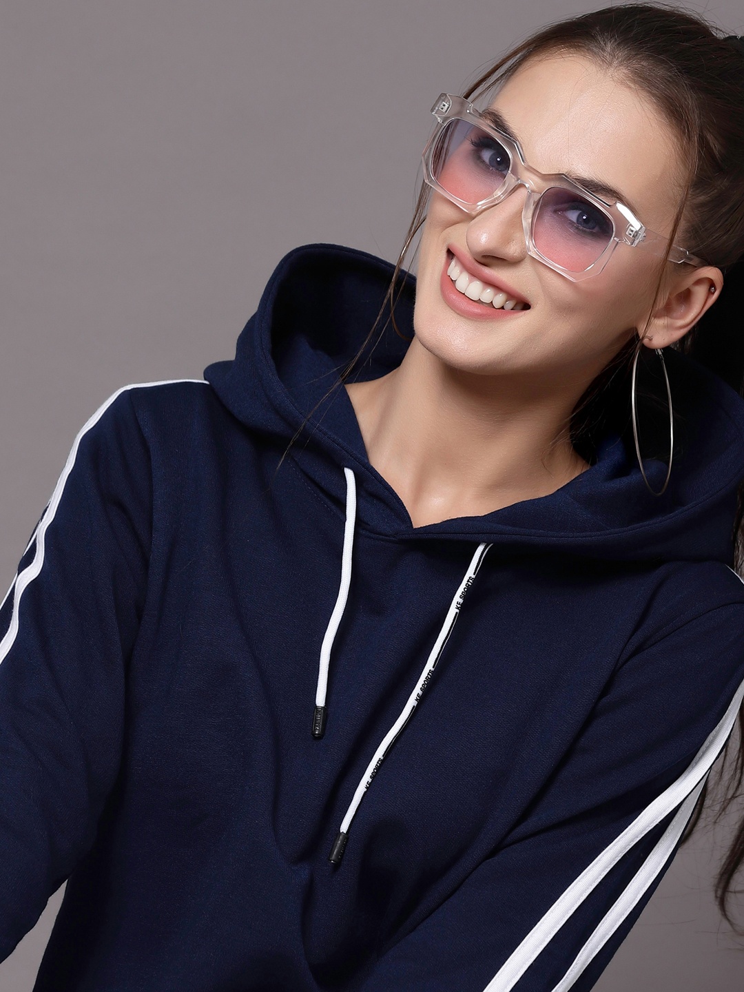 

Selvia Women Navy Blue Hooded Sweatshirt