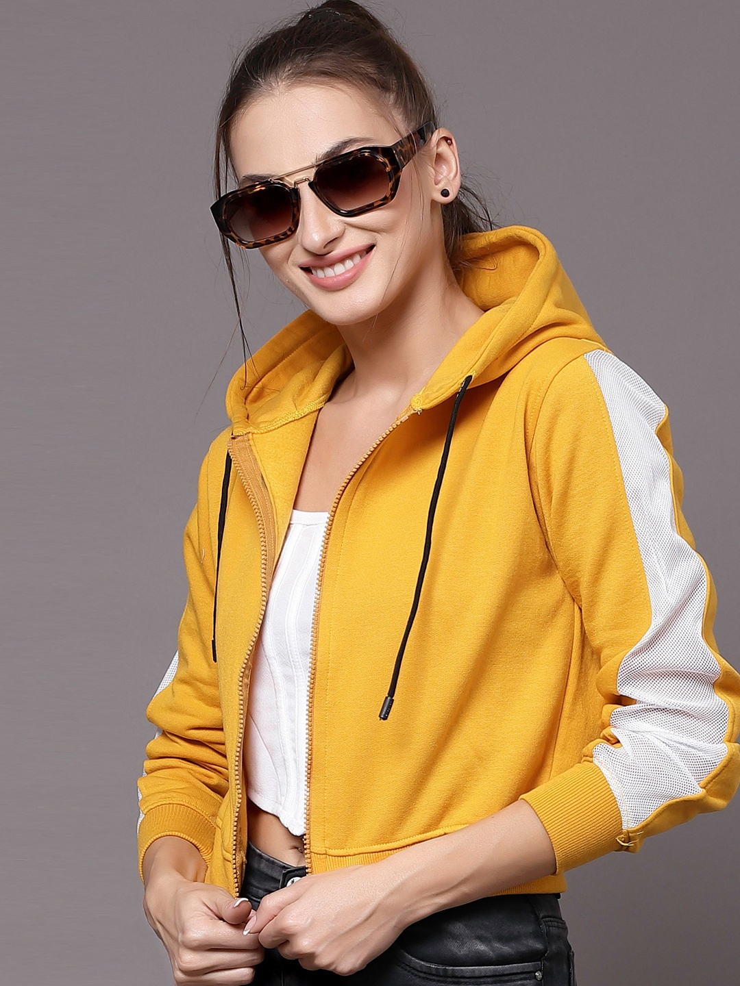 

Selvia Women Mustard Yellow Hooded Sweatshirt