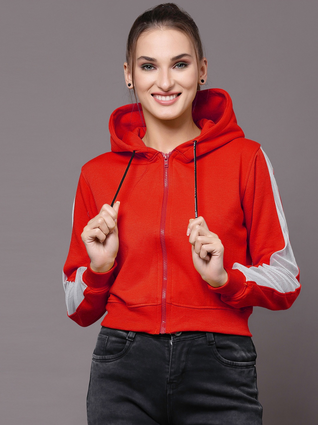 

Selvia Women Red Hooded Sweatshirt
