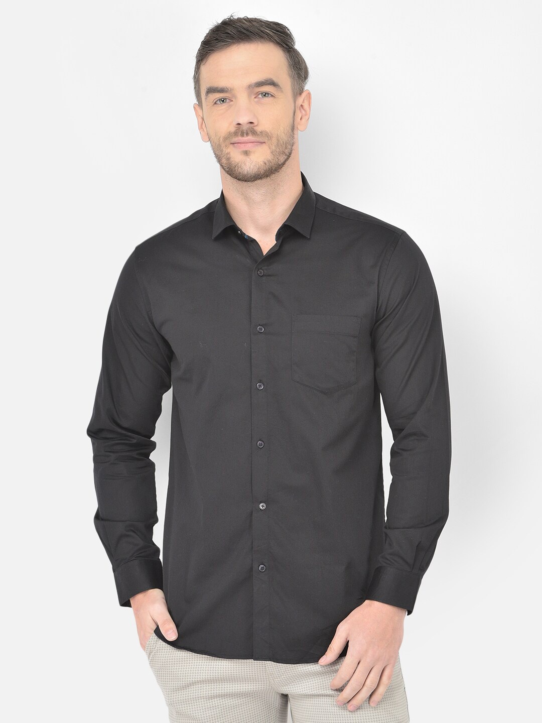 

Canary London Men Black Smart Slim Fit Semiformal Shirt
