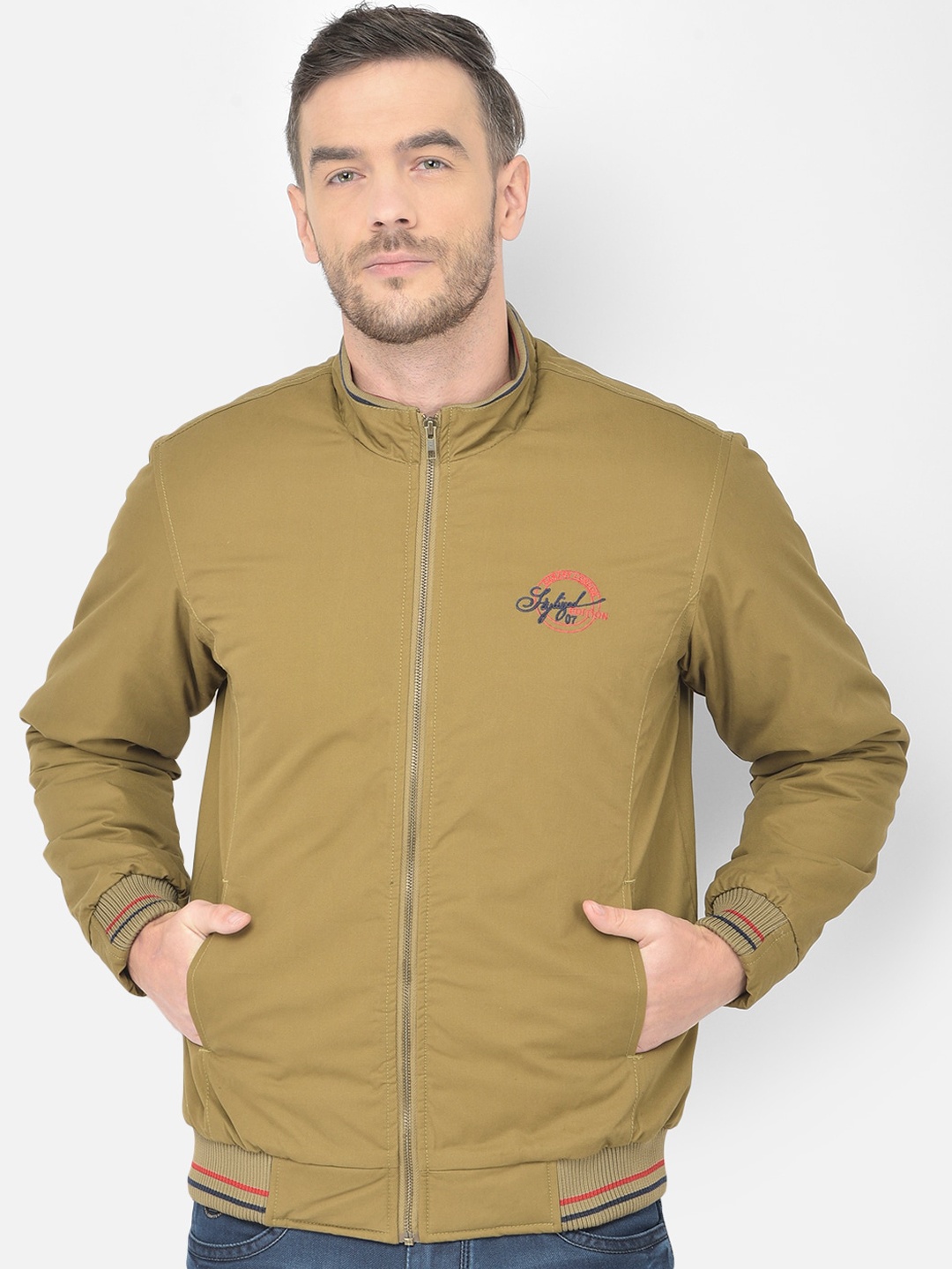 

Canary London Men Khaki Solid Bomber Jacket