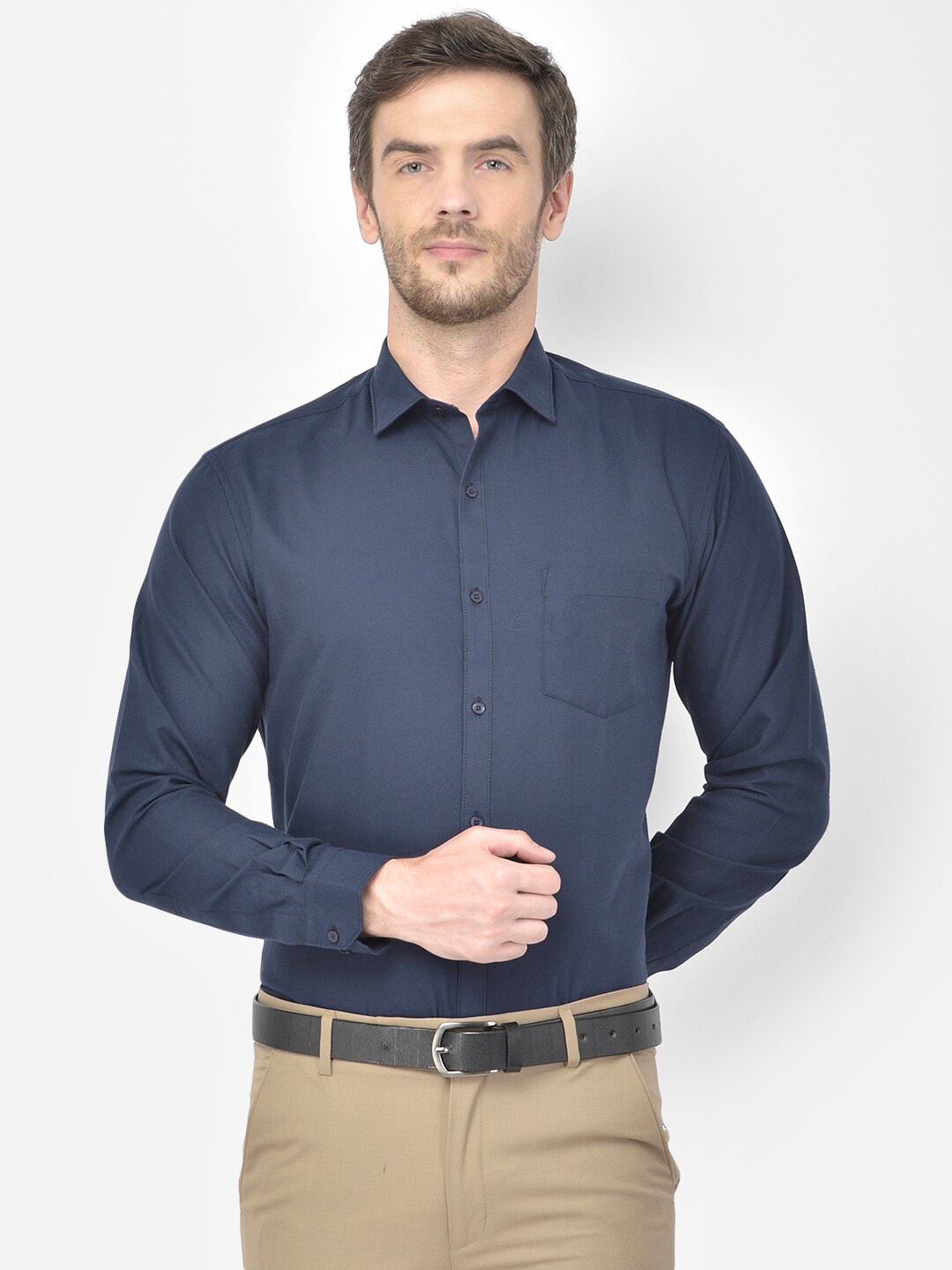 

Canary London Men Navy Blue Smart Slim Fit Cotton Formal Shirt
