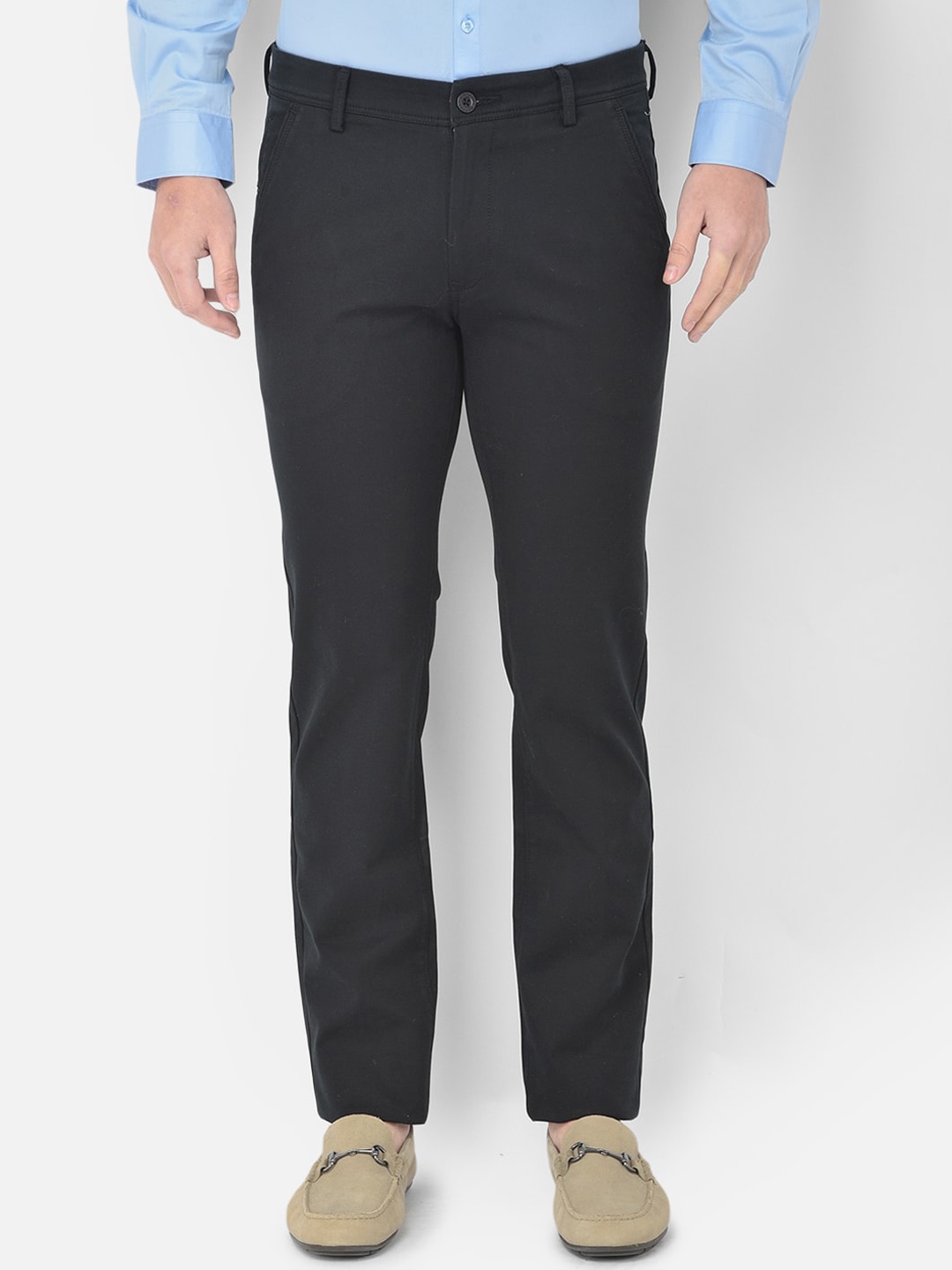 

Canary London Men Black Smart Slim Fit Wrinkle Free Trousers