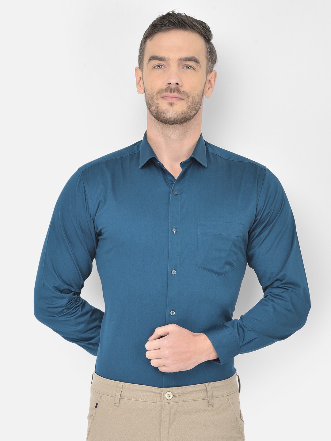 

Canary London Men Teal Smart Slim Fit Shirt