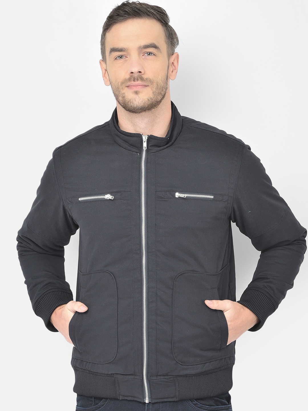 

Canary London Men Navy Blue Outdoor Bomber Jacket