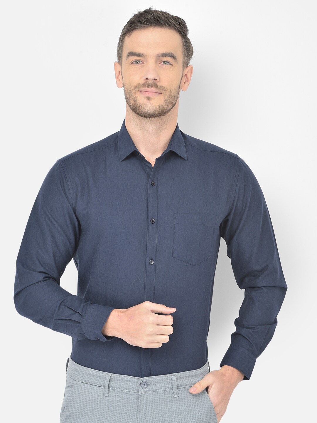 

Canary London Men Navy Blue Smart Formal Shirt