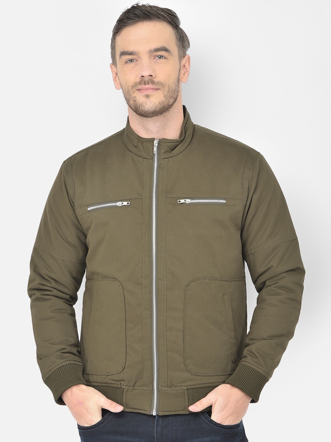 

Canary London Men Olive Green Outdoor Bomber Jacket