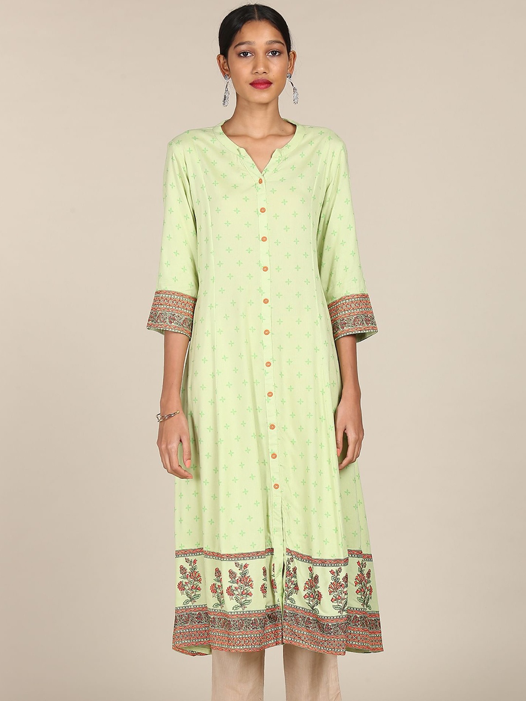 

Anahi Women Green Ethnic Motifs Regular Kurta