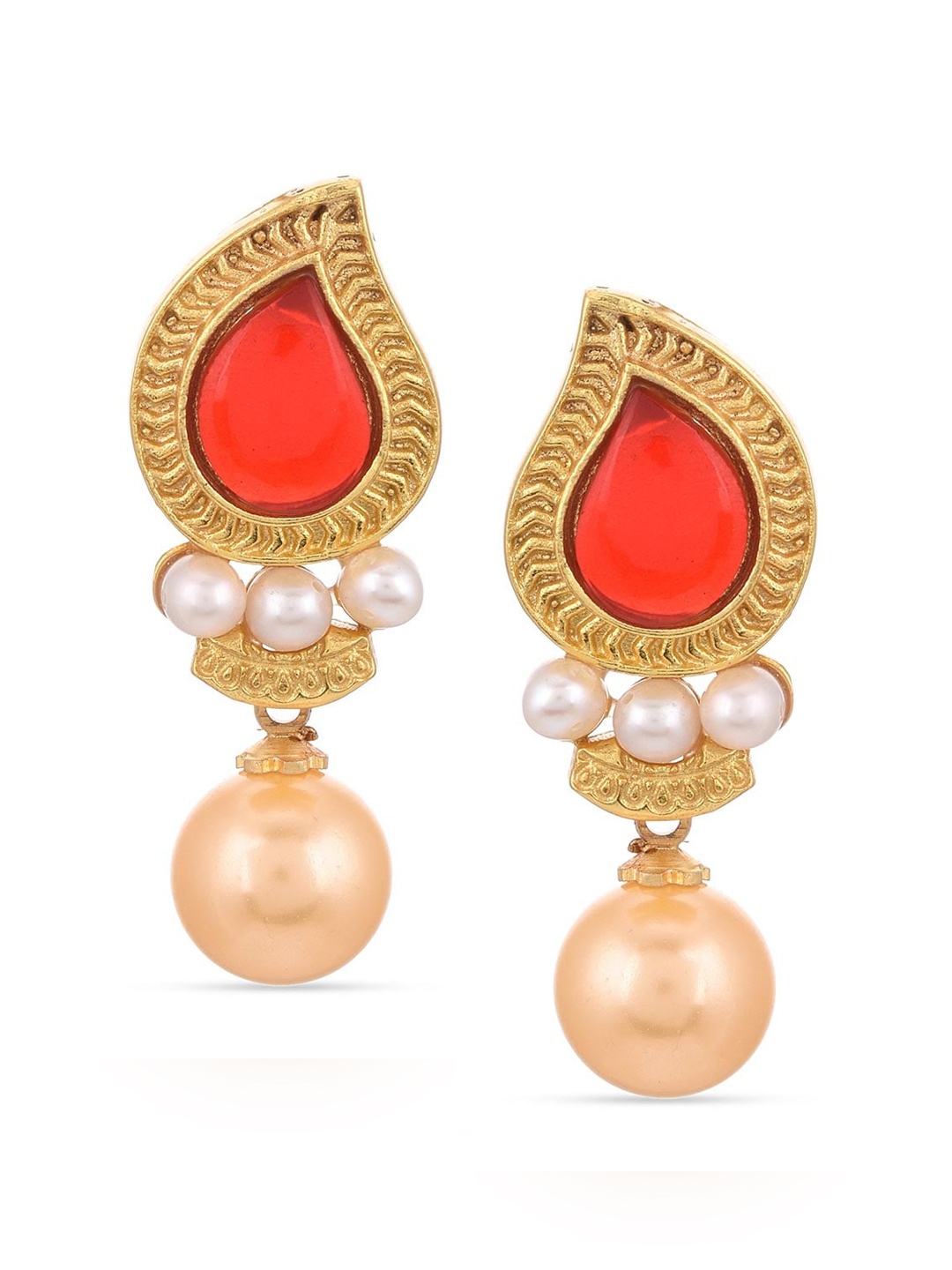 

Tistabene Gold-Plated & Pink Contemporary Drop Earrings