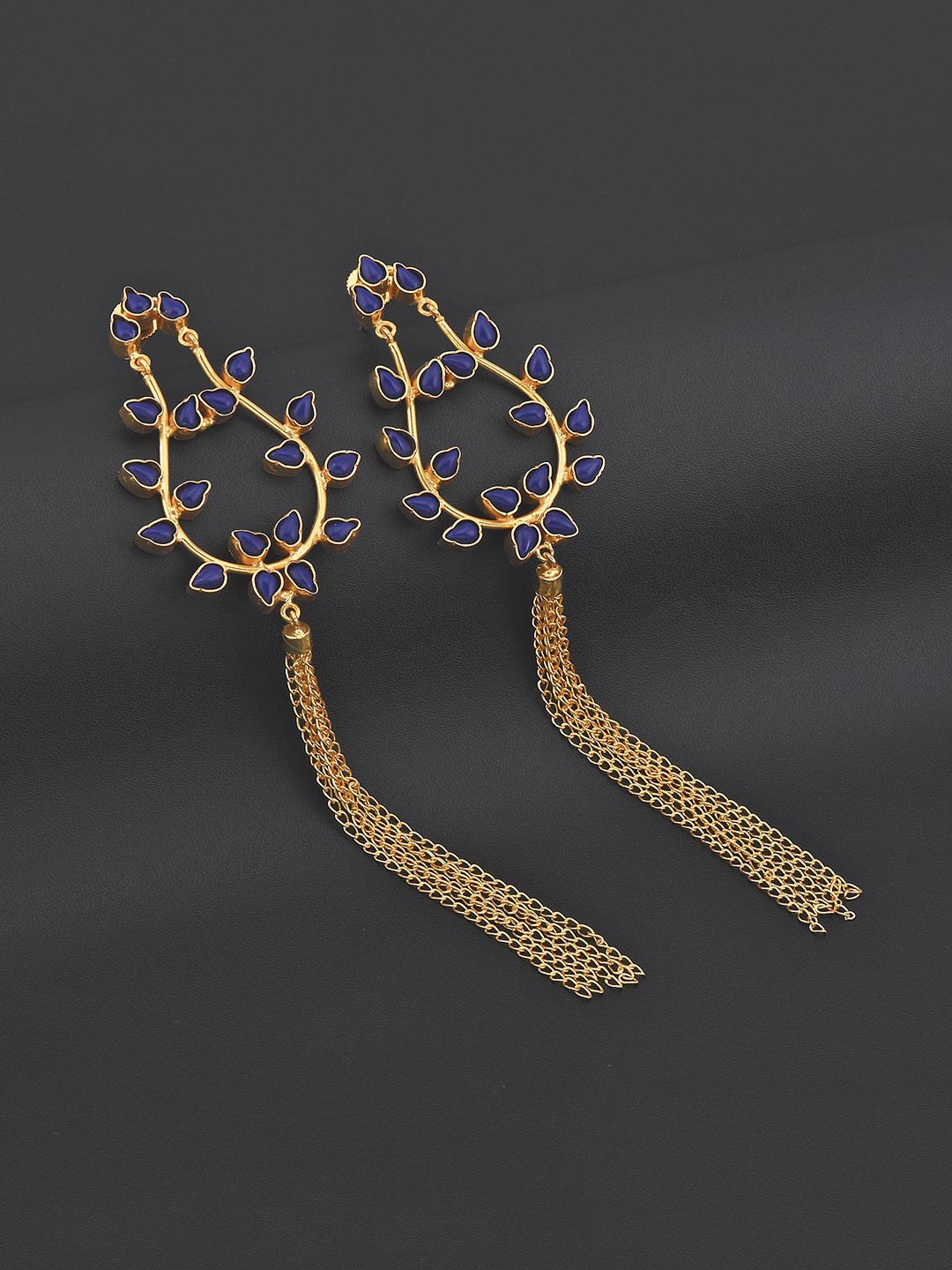 

Tistabene Gold-Plated & Navy Blue Contemporary Drop Earrings
