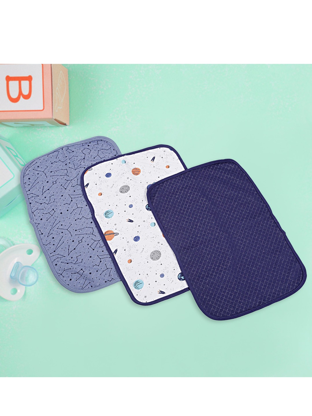 

Baby Moo Kids-Unisex Pack Of 3 Bibs For Drooling And Feeding, Blue