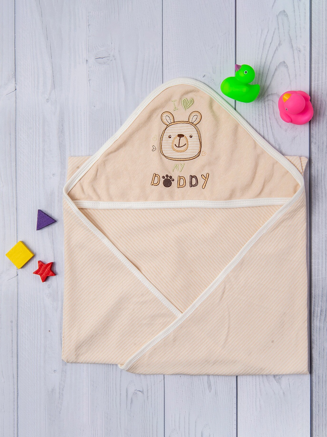 

Baby Moo Infants Beige Hooded Pure Cotton Wrapper