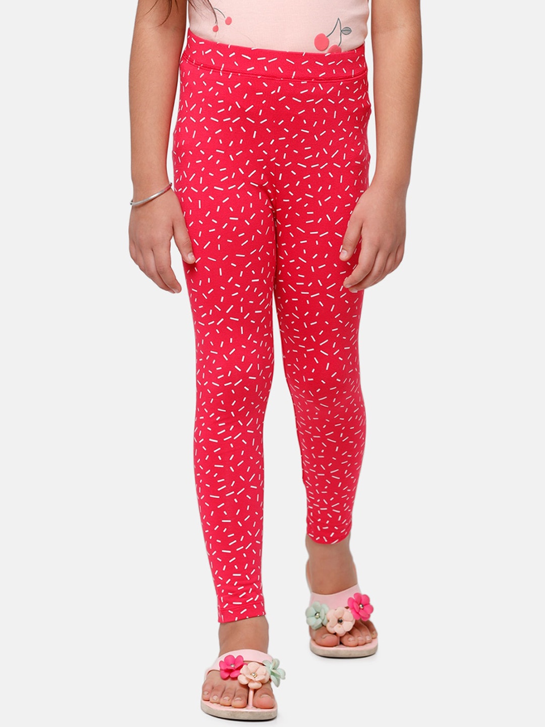 

De Moza Girls Fuchsia Printed Ankle Length Leggings