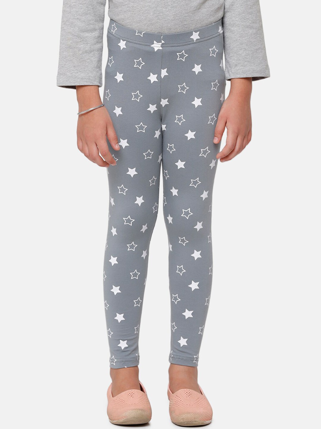 

De Moza Girls Grey Printed Ankle-Length Leggings