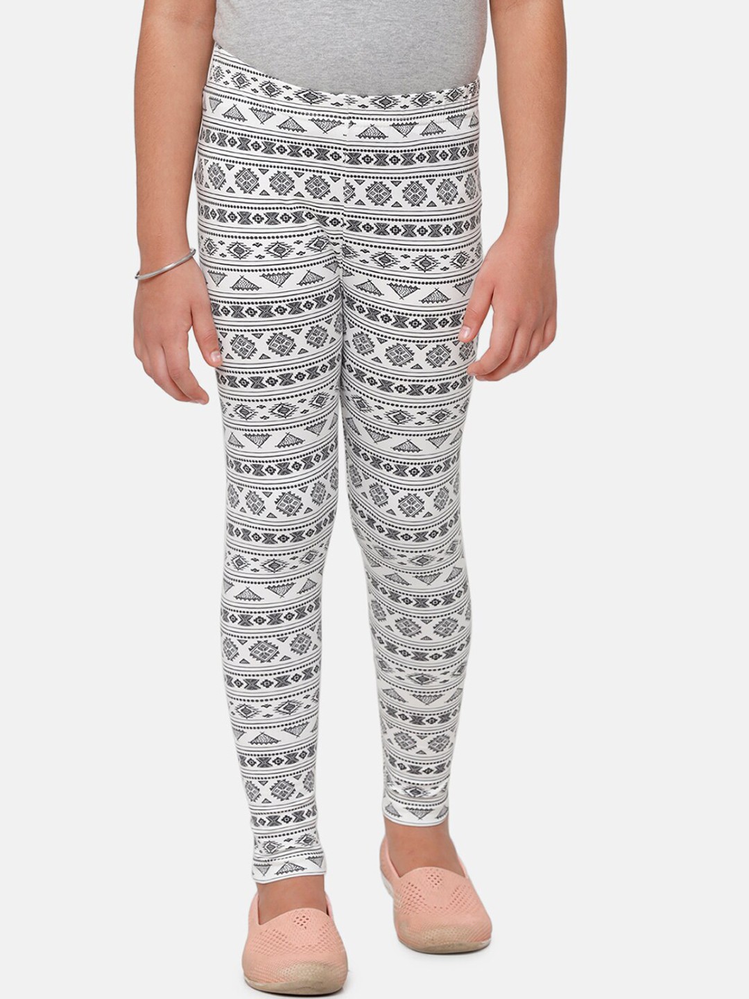 

De Moza Girls Grey Printed Ankle Length Leggings