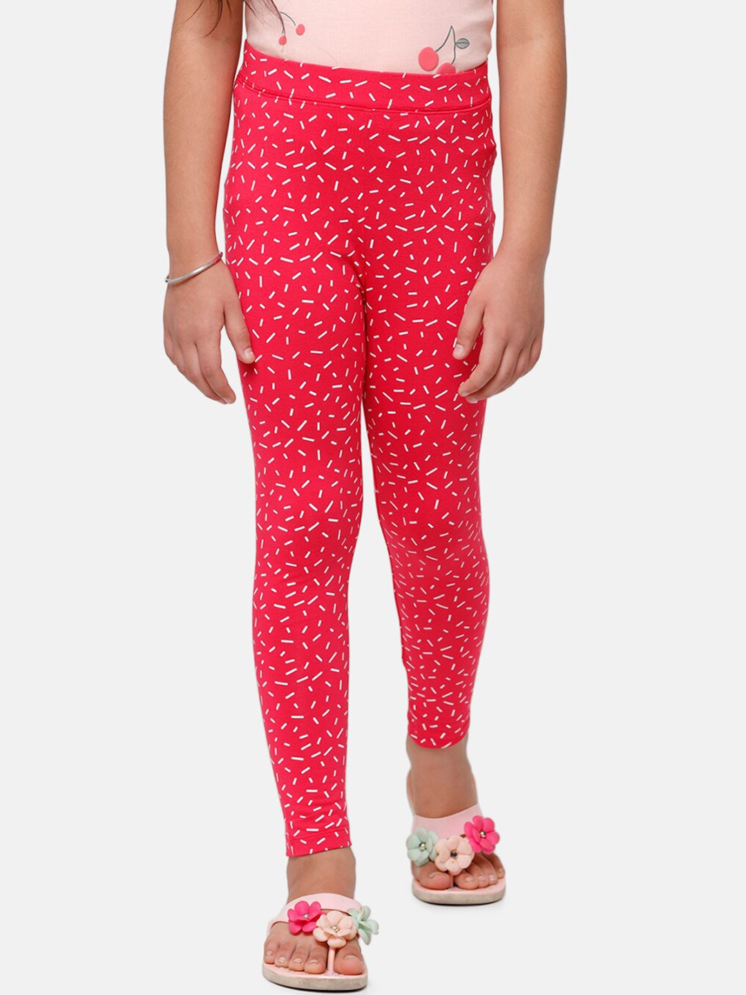 

De Moza Girls Fuchsia Printed Ankle Length Leggings