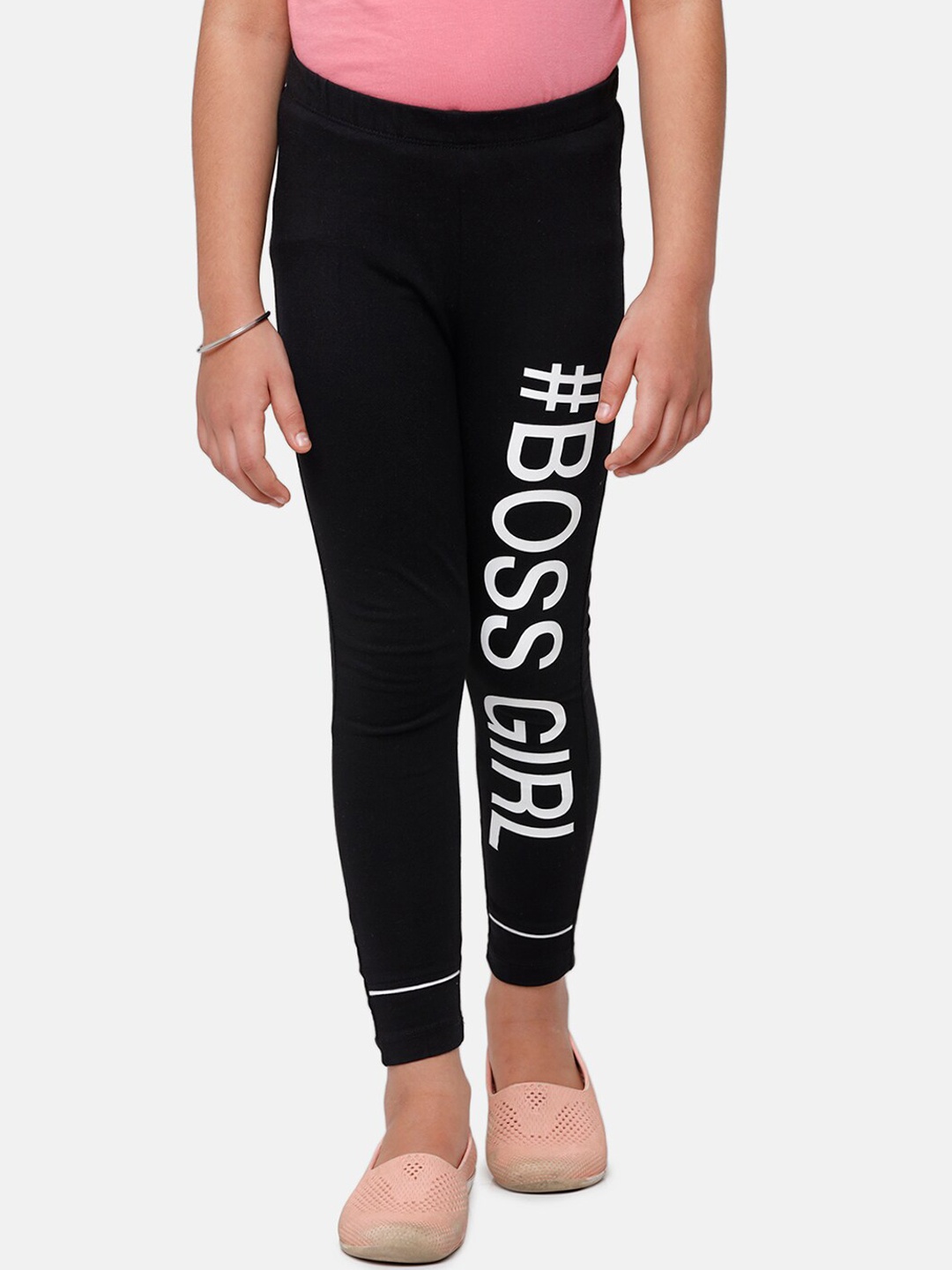

De Moza Girls Black & White Solid Leggings