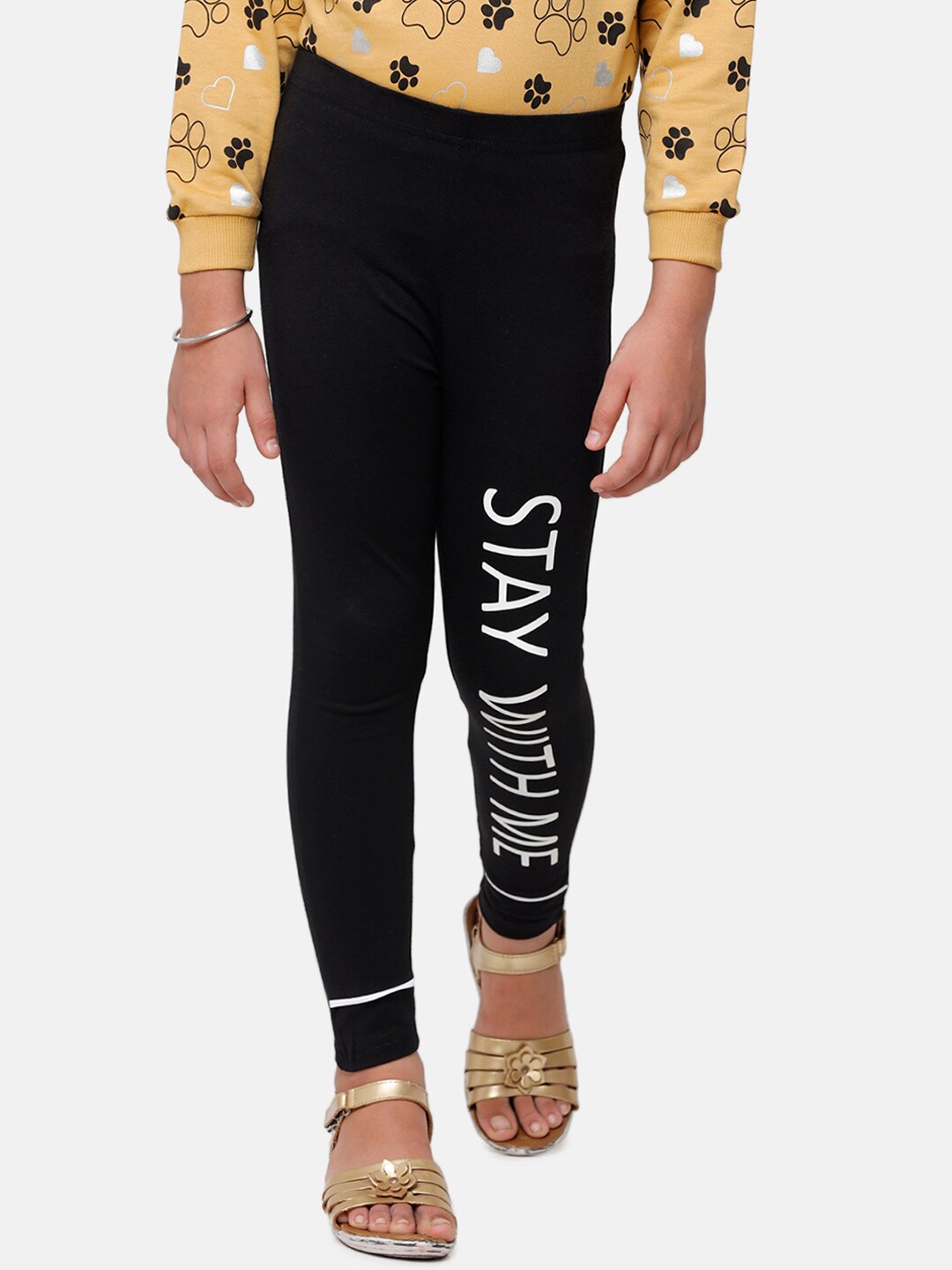

De Moza Girls Black & White Printed Ankle-Length Leggings