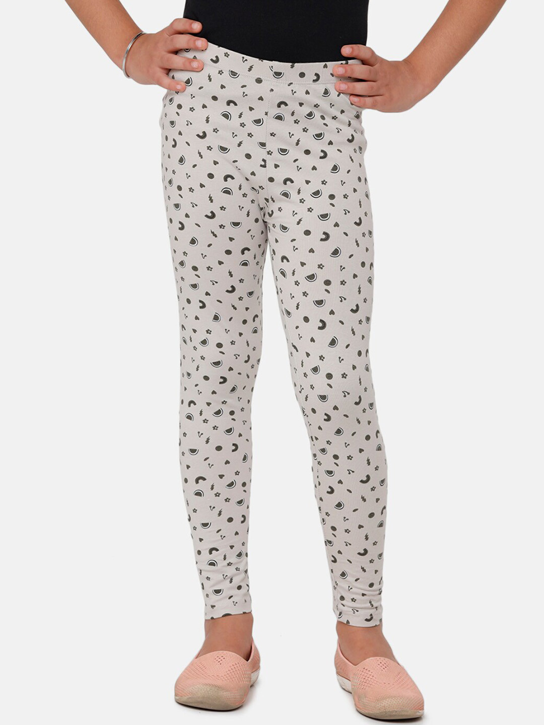 

De Moza Girls Black & White Printed Ankle Length Leggings