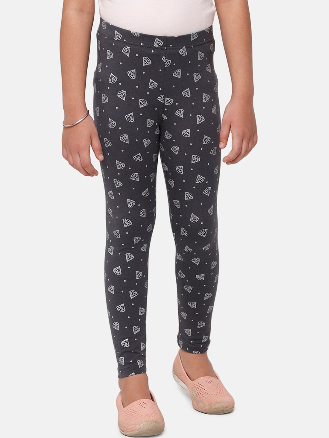 

De Moza Girls Grey Printed Ankle Length Leggings