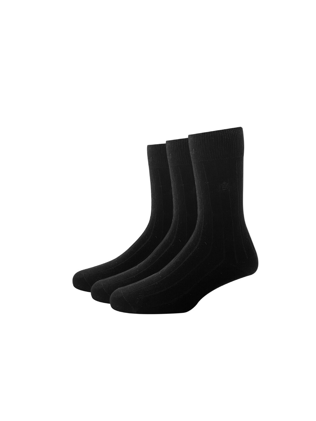 

Louis Philippe Men Pack Of 3 Black Solid Calf-Length Socks