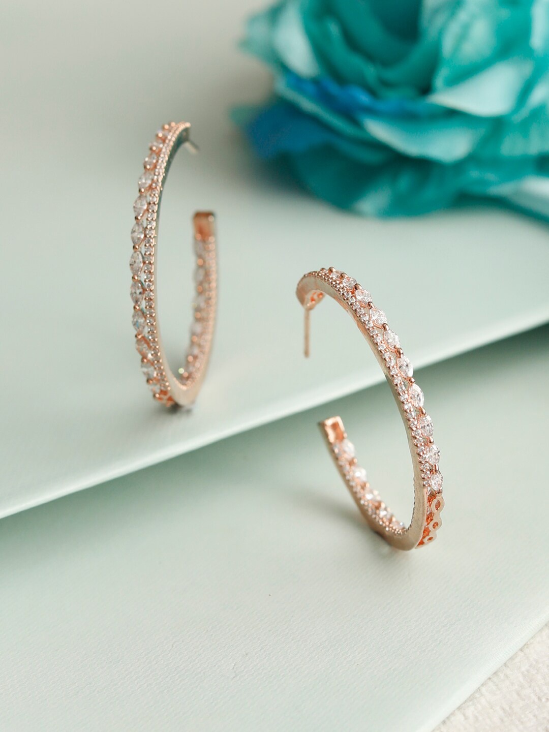 

Priyaasi Rose Gold Contemporary Hoop Earrings