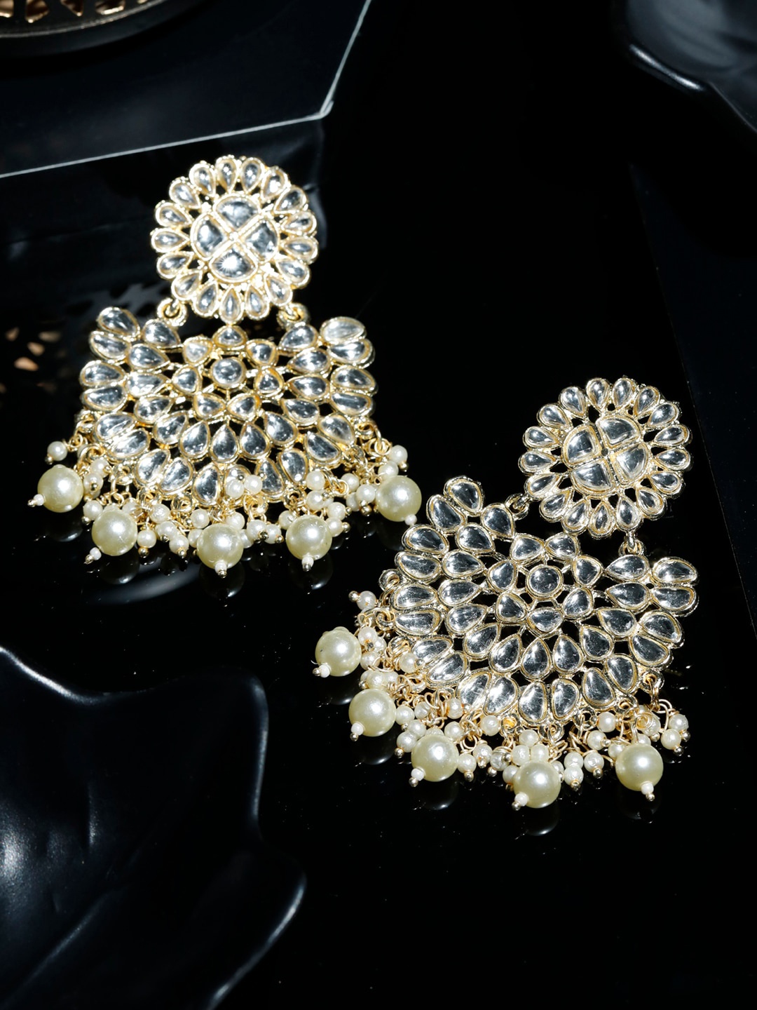 

Priyaasi Gold-Toned Floral Drop Earrings