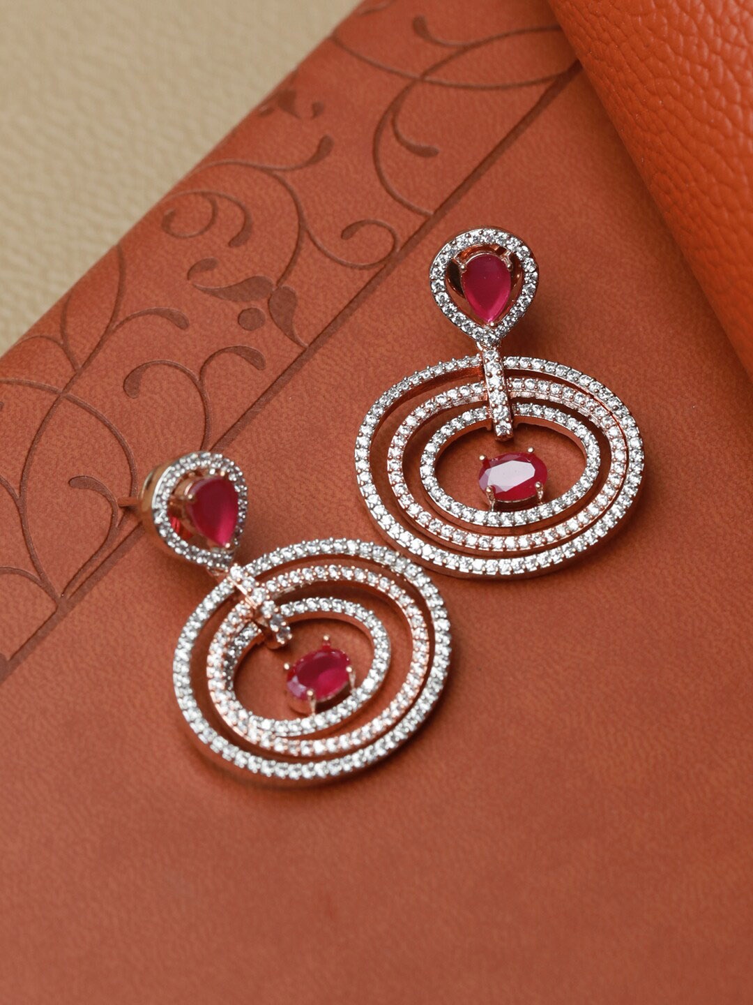 

Priyaasi Rose Gold & White Oval Drop Earrings
