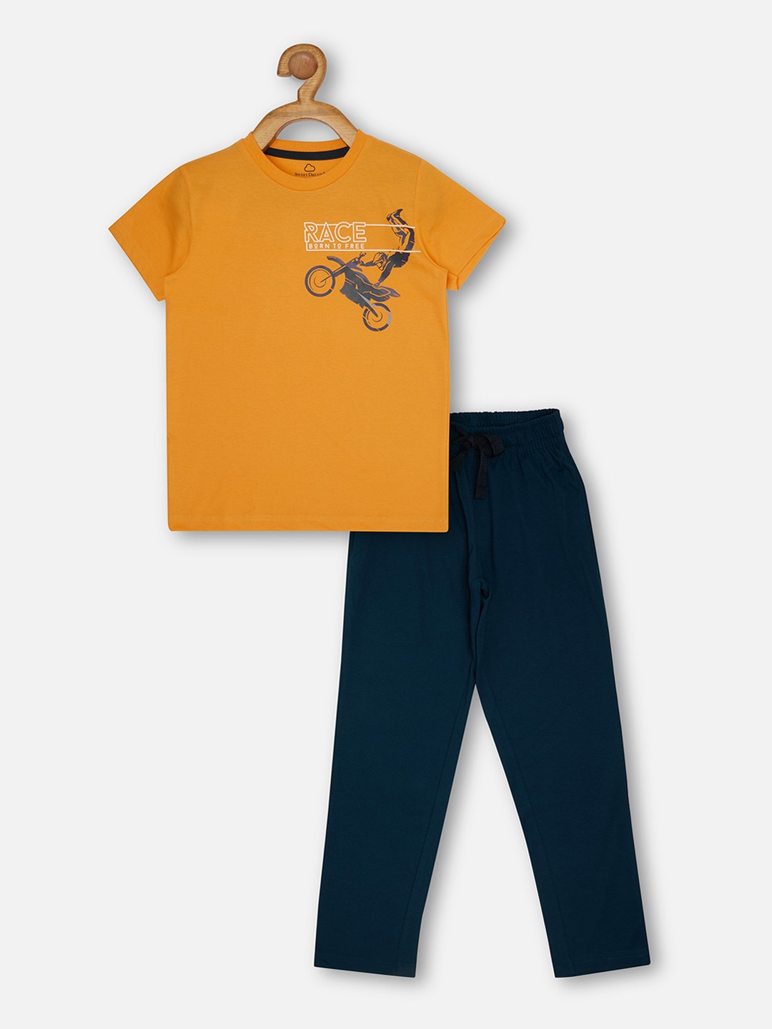 

Sweet Dreams Boys Yellow & Black Printed Night suit