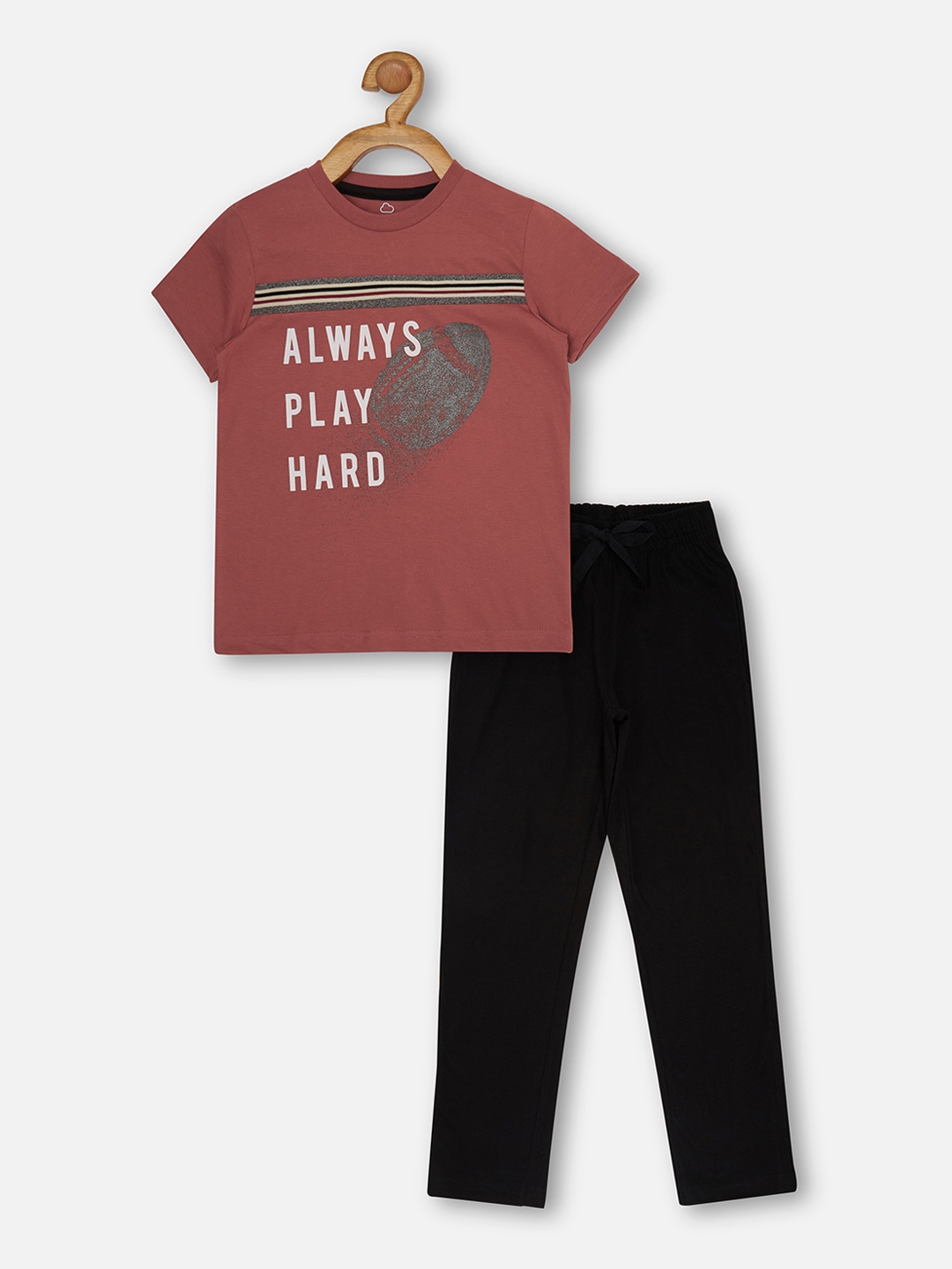 

Sweet Dreams Boys Mauve & Black Printed T-Shirt & Pyjama Night suit