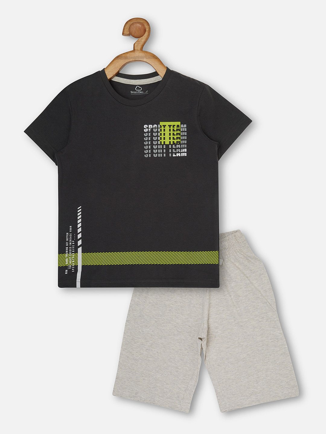 

Sweet Dreams Boys Grey & Grey Printed Night suit